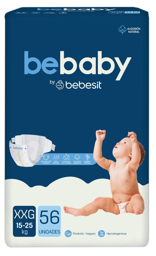 Pañales Bebaby Talla XXG 56 Unidades Hipoalergénico