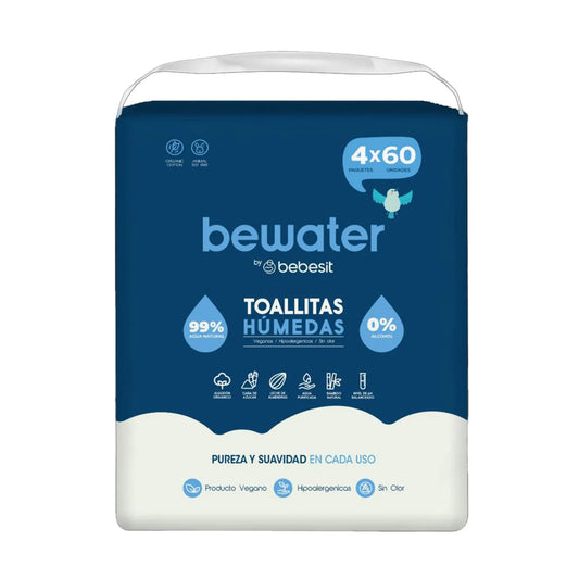 Toallitas Húmedas 99% Agua Be Water by Bebesit Pack 4x60u