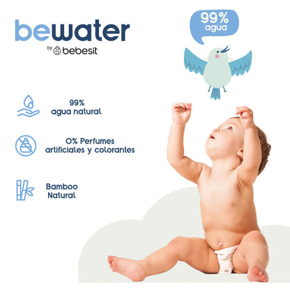 Toallitas Húmedas 99% Agua Be Water by Bebesit 60 Und