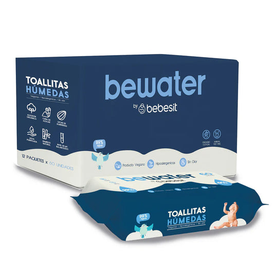 Toallitas Húmedas 99% Agua Be Water by Bebesit Caja 12x60u