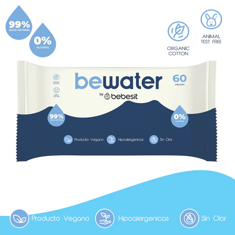 Toallitas Húmedas 99% Agua Be Water by Bebesit 60 Und