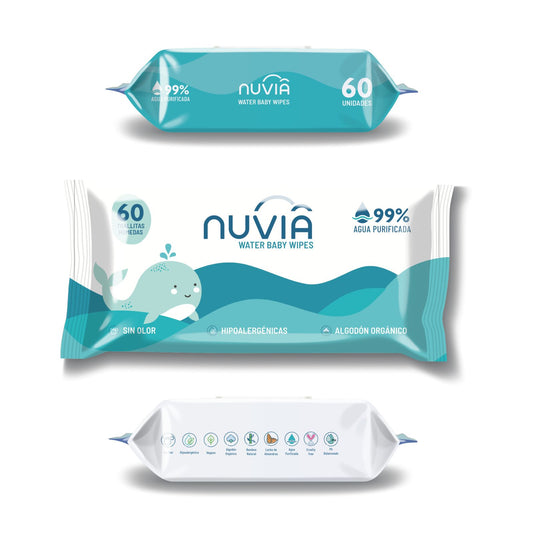 Toallitas Húmedas 99% Agua Nuvia 60 Und